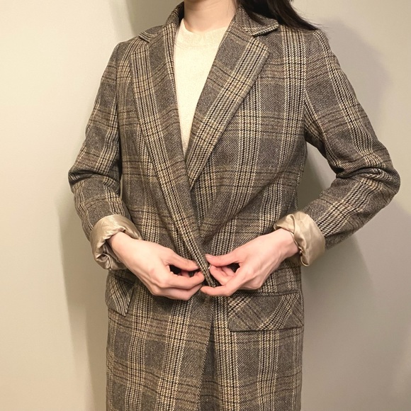 ZARA Plaid Long Blazer - Picture 3 of 5